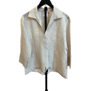 Finley Loose-fitting Linen Top in Oatmeal (Sz S)
